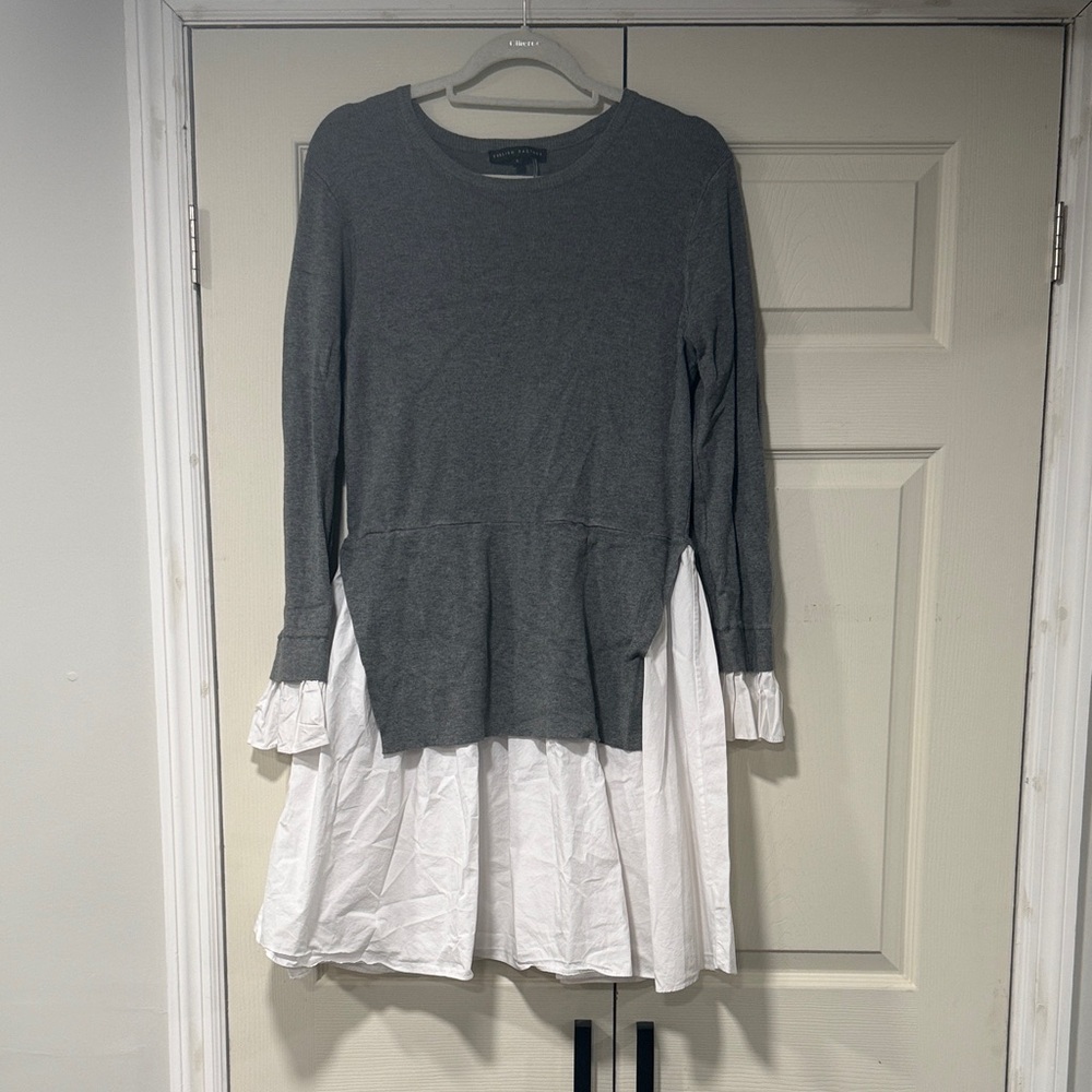 ENGLISH FACTORY
Women's Poplin Combo Knit Dress In Heather Grey - Picture 3 of 3